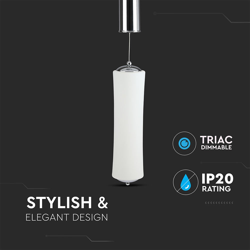 18W Lampa Wisząca LED / Klosz: Mleczny / Ściemniana / Barwa:3000K / Biały
