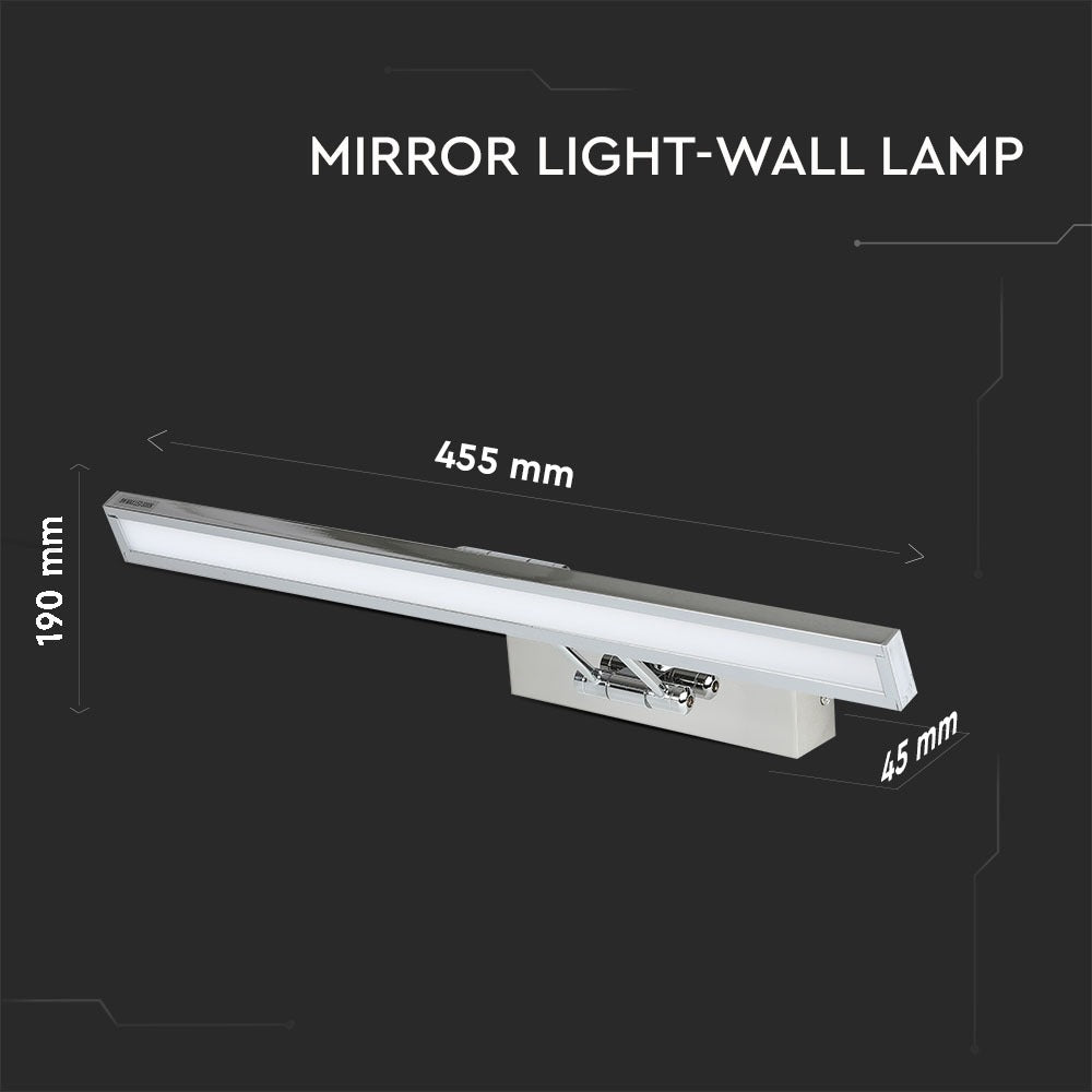 8W Kinkiet LED prostokąt / Lustra - obrazy / Chrom / Barwa: 3000K