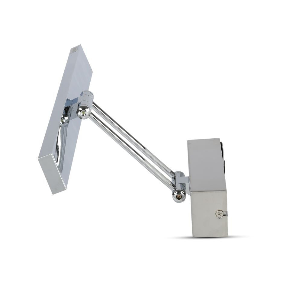 8W Kinkiet LED prostokąt / Lustra - obrazy / Chrom / Barwa: 3000K