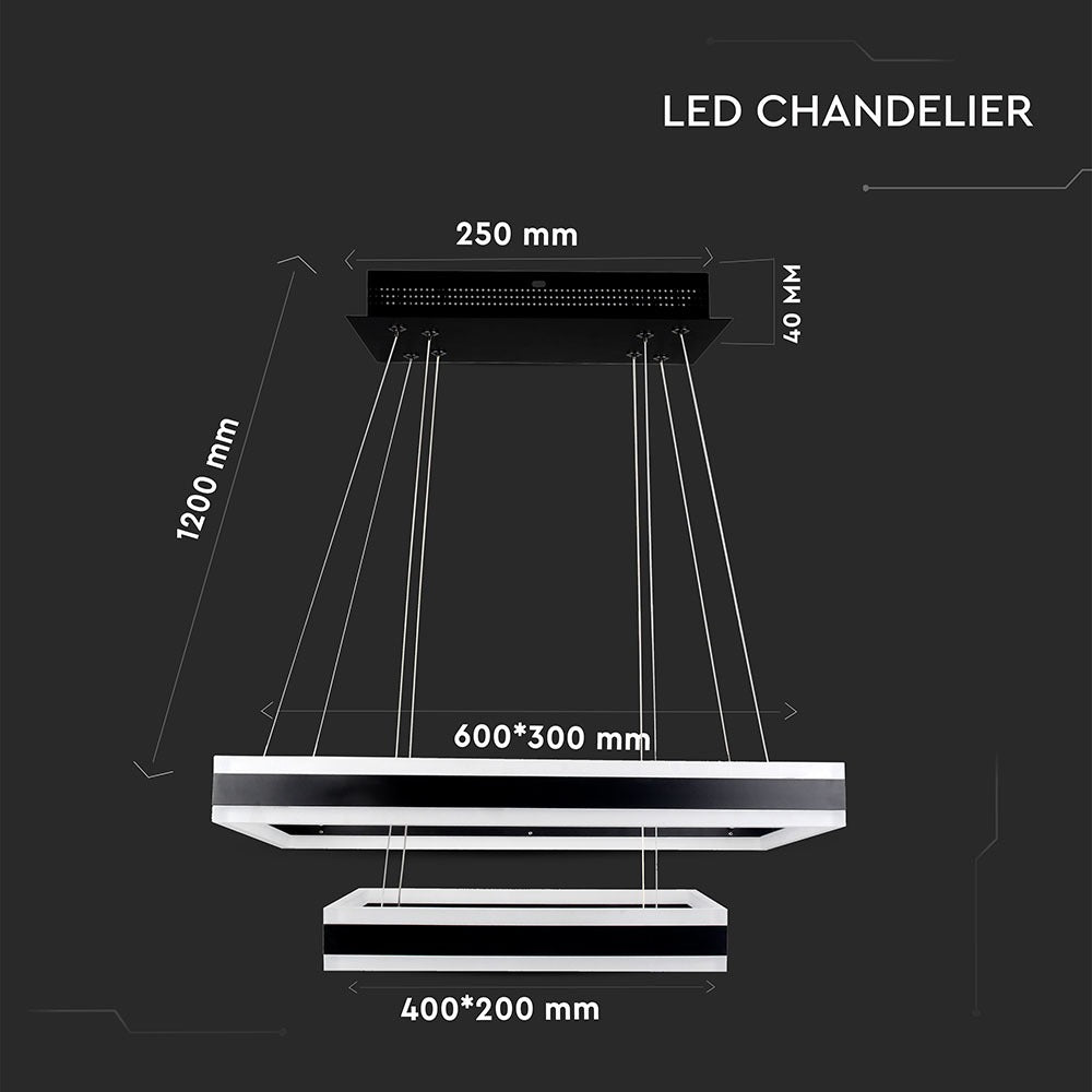 D 115W Lampa Wisząca LED / Barwa:3000K/ Ściemniana / Czarny