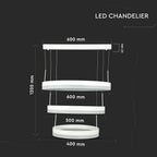 D 92W Lampa Wisząca LED / Barwa:3000K/ Ściemniana / Biały