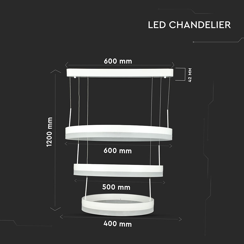D 92W Lampa Wisząca LED / Barwa:3000K/ Ściemniana / Biały