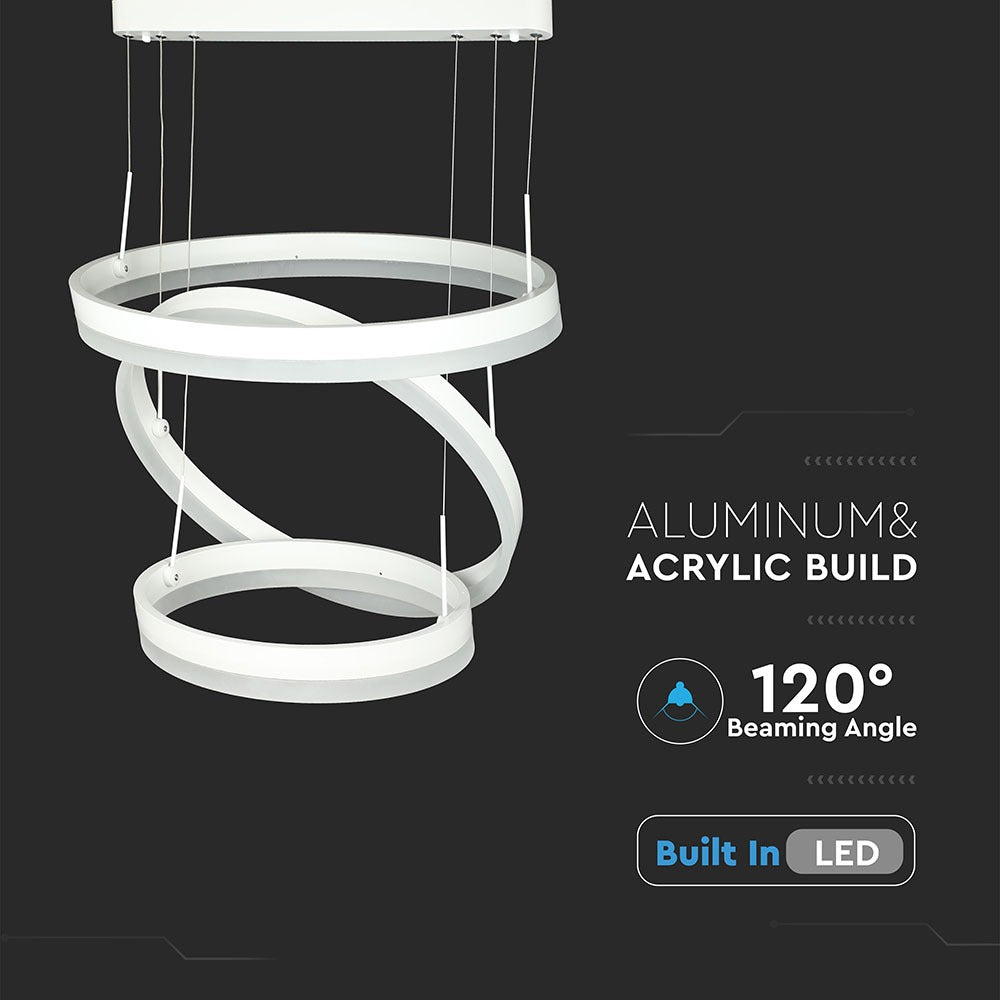D 92W Lampa Wisząca LED / Barwa:3000K/ Ściemniana / Biały