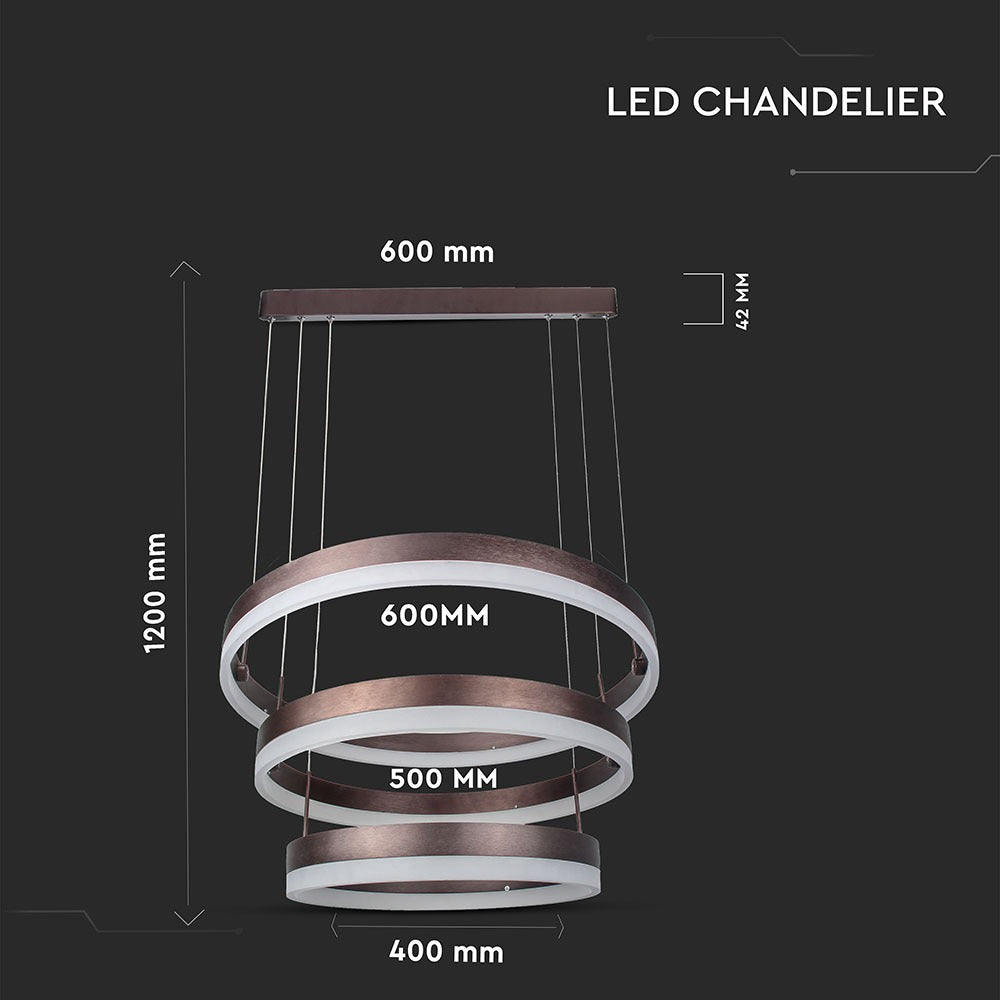 92W Lampa Wisząca LED / Barwa:3000K/ Ściemniana / Brązowy