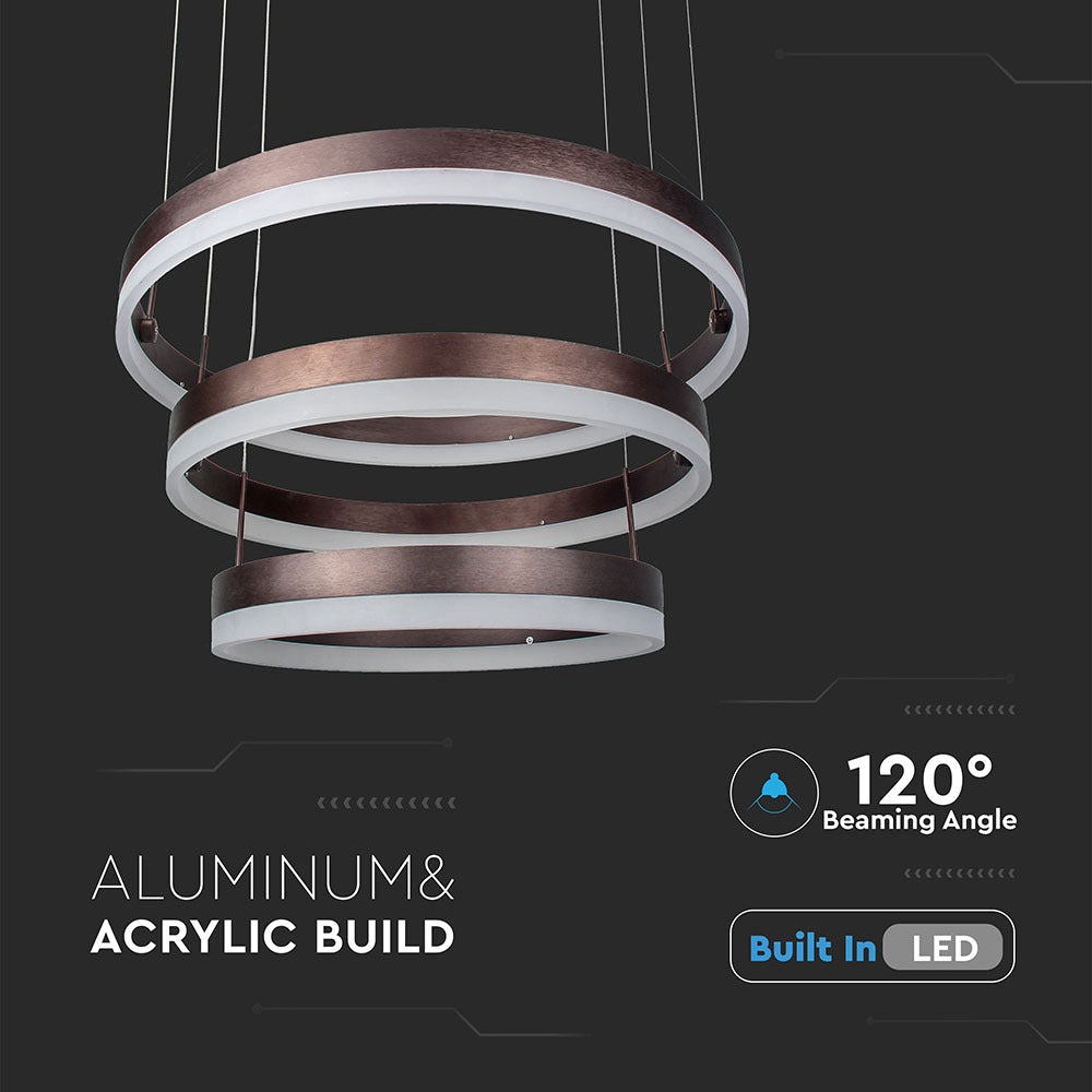 92W Lampa Wisząca LED / Barwa:3000K/ Ściemniana / Brązowy