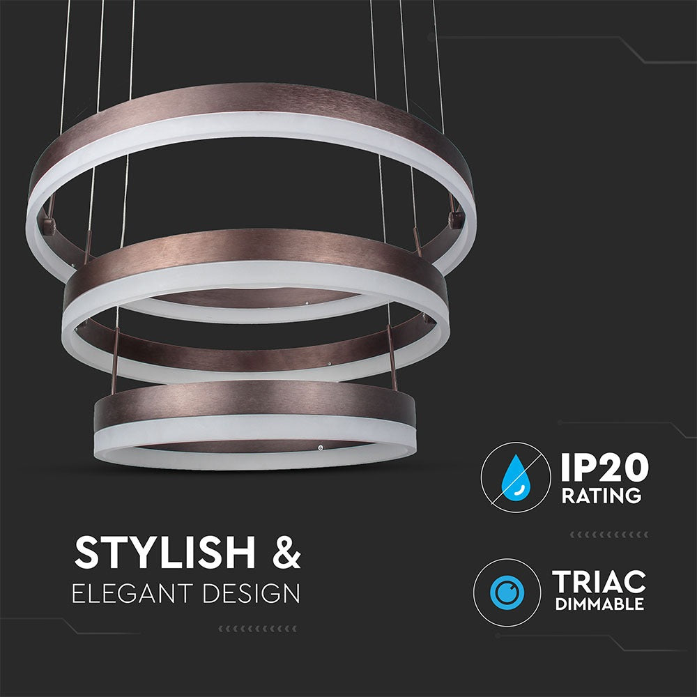 92W Lampa Wisząca LED / Barwa:3000K/ Ściemniana / Brązowy