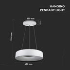 D 20W Lampa Wisząca LED / Barwa:3000K / Biały / Ściemniana