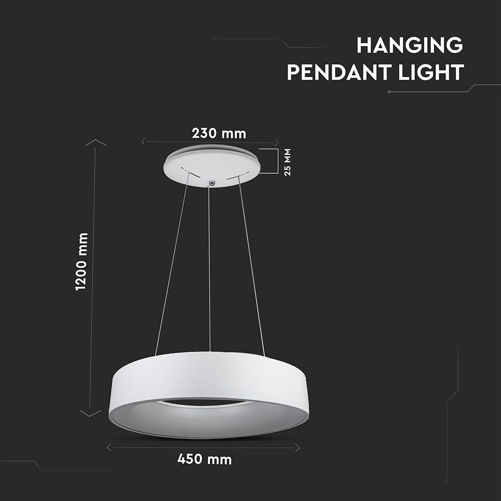 D 20W Lampa Wisząca LED / Barwa:3000K / Biały / Ściemniana