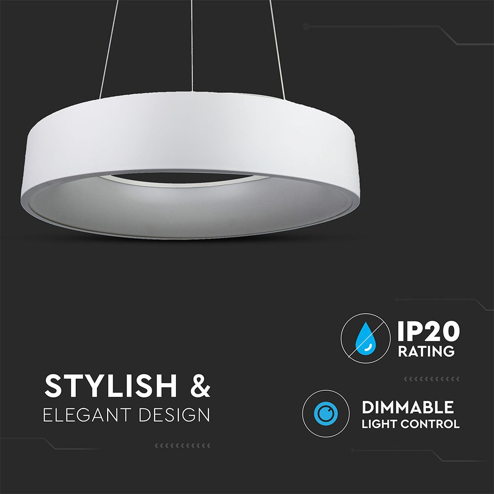 D 20W Lampa Wisząca LED / Barwa:3000K / Biały / Ściemniana