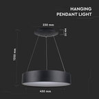 D 20W Lampa Wisząca LED / Barwa:3000K / Czarny / Ściemniana