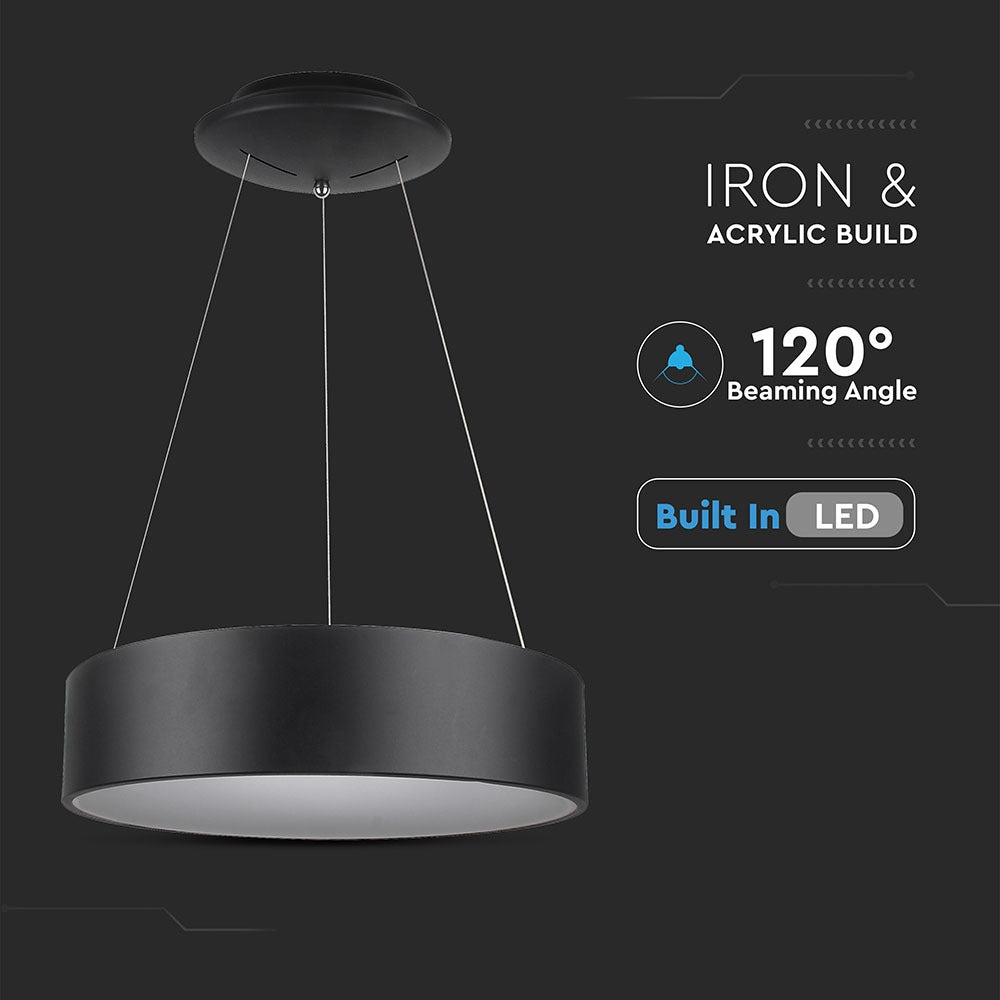 D 20W Lampa Wisząca LED / Barwa:3000K / Czarny / Ściemniana