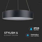 D 20W Lampa Wisząca LED / Barwa:3000K / Czarny / Ściemniana