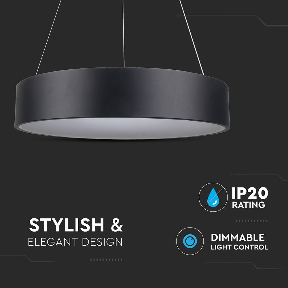 D 20W Lampa Wisząca LED / Barwa:3000K / Czarny / Ściemniana