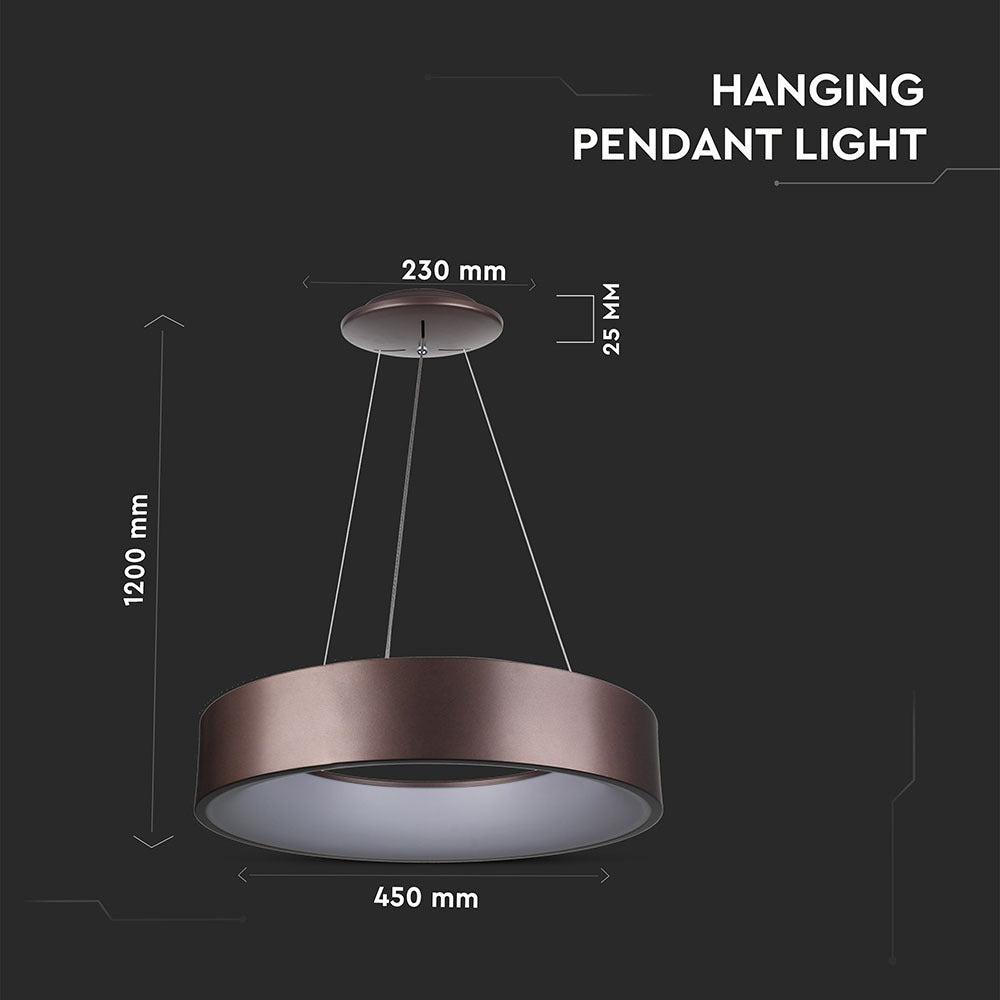D 20W Lampa Wisząca LED / Barwa:3000K / Brązowy / Ściemniana