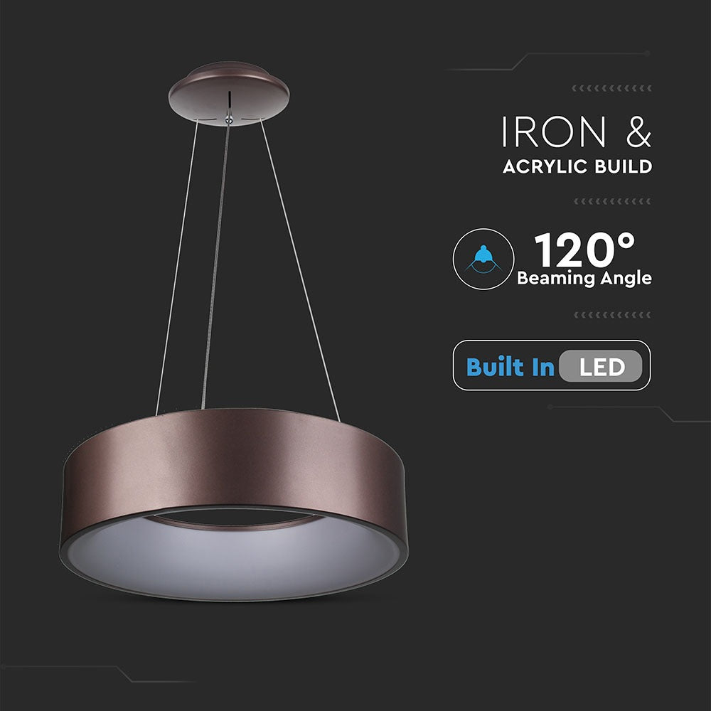 D 20W Lampa Wisząca LED / Barwa:3000K / Brązowy / Ściemniana