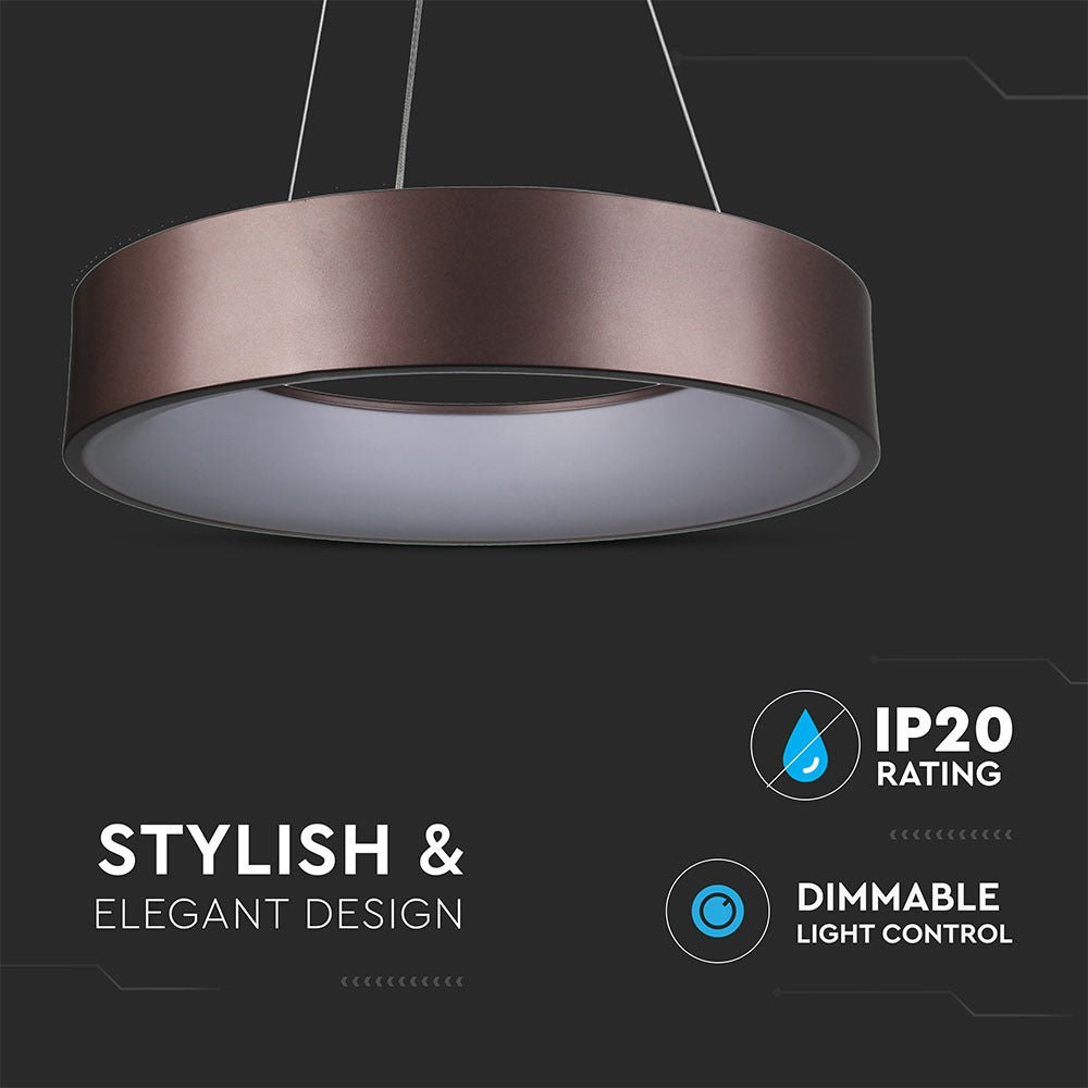 D 20W Lampa Wisząca LED / Barwa:3000K / Brązowy / Ściemniana