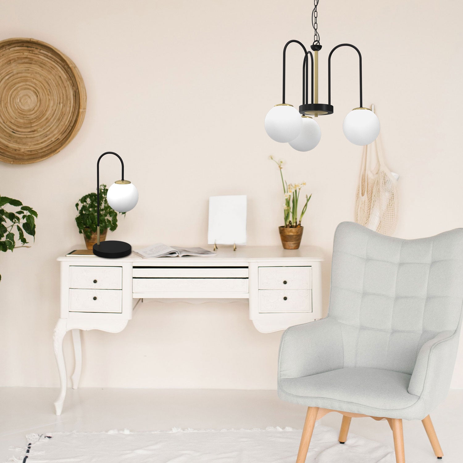 lampka gab. Cambridge (glass 2815) black/brass 1xE14