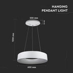 D 30W Lampa Wisząca LED / Barwa:3000K / Biały / Ściemniana