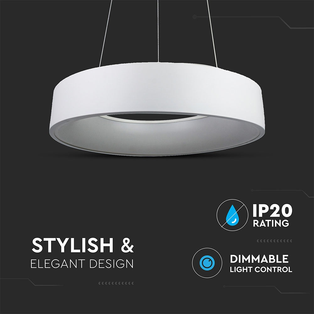 D 30W Lampa Wisząca LED / Barwa:3000K / Biały / Ściemniana