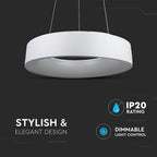 D 30W Lampa Wisząca LED / Barwa:3000K / Biały / Ściemniana