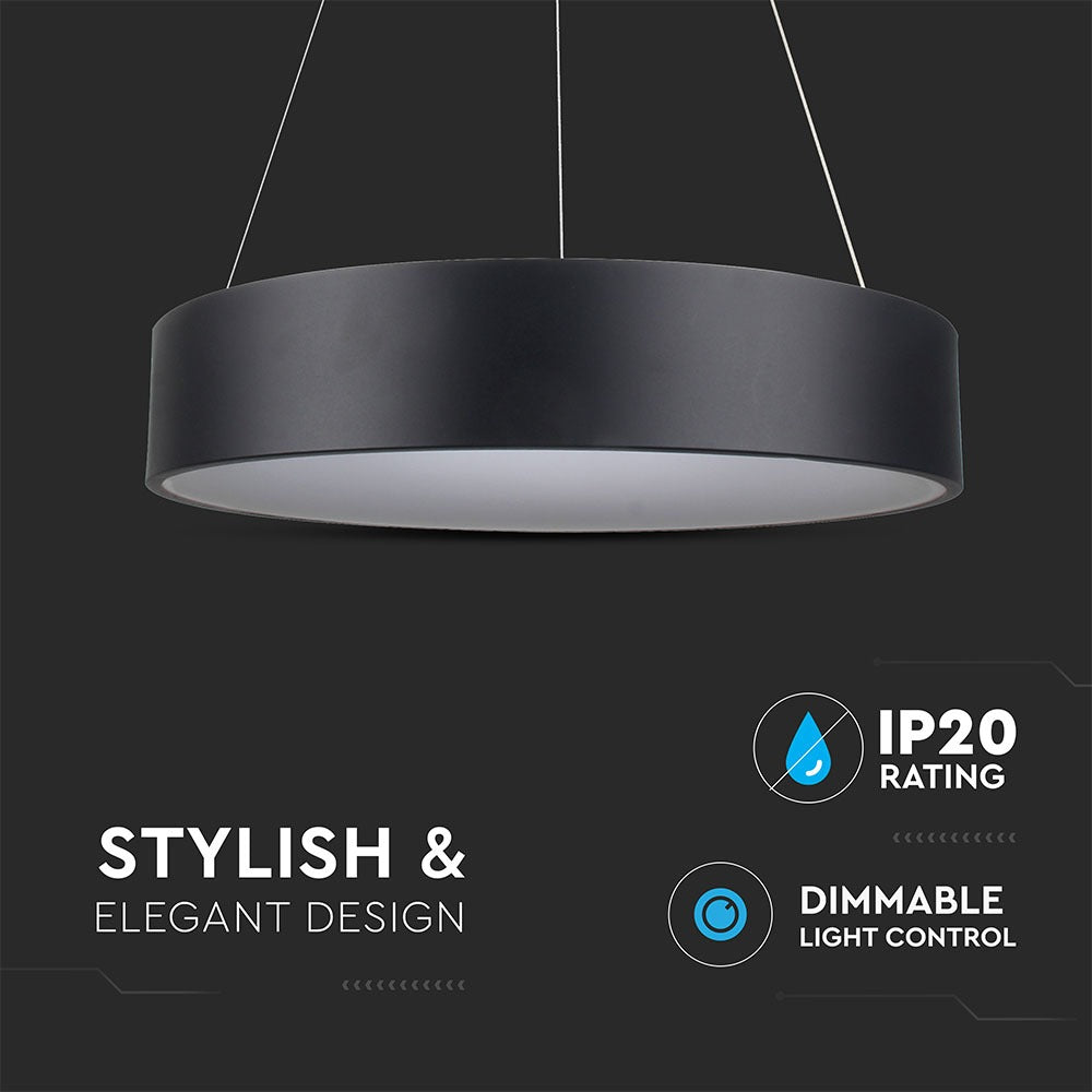 D 30W Lampa Wisząca LED / Barwa:3000K / Czarny / Ściemniana