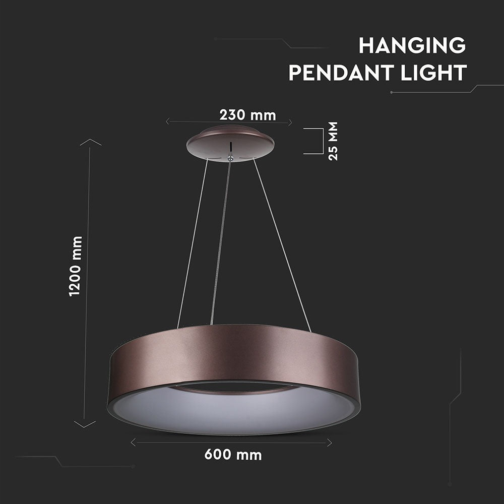 D 30W Lampa Wisząca LED / Barwa:3000K / Brązowy / Ściemniana