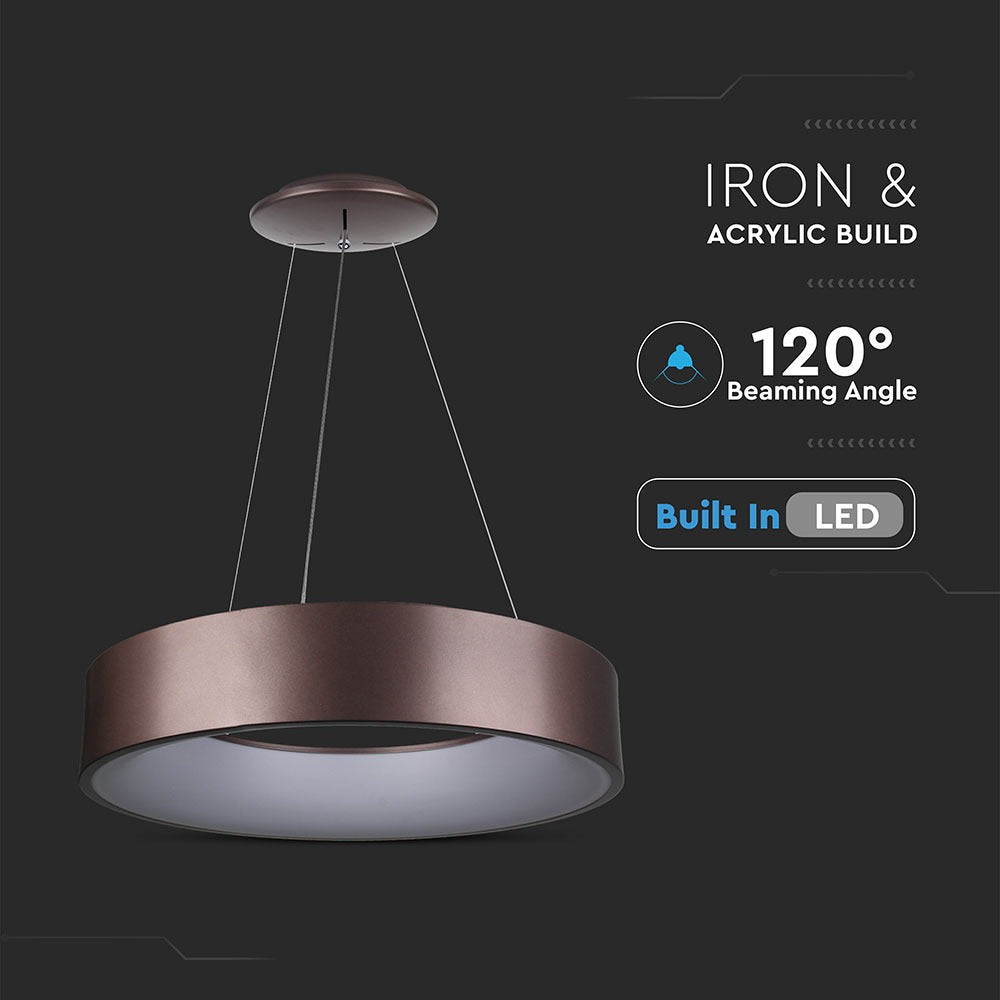 D 30W Lampa Wisząca LED / Barwa:3000K / Brązowy / Ściemniana