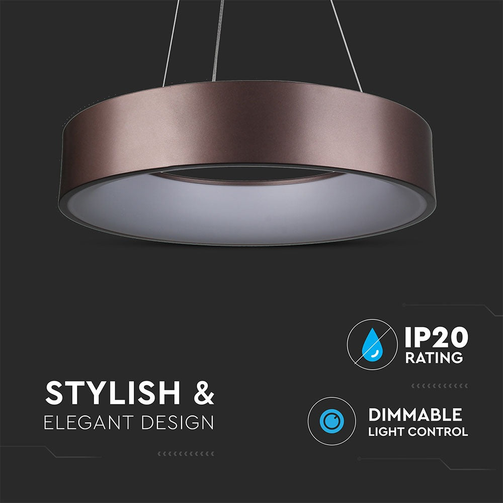 D 30W Lampa Wisząca LED / Barwa:3000K / Brązowy / Ściemniana