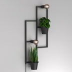 kinkiet Flower wall, 2 black flower pots, black 2xE27