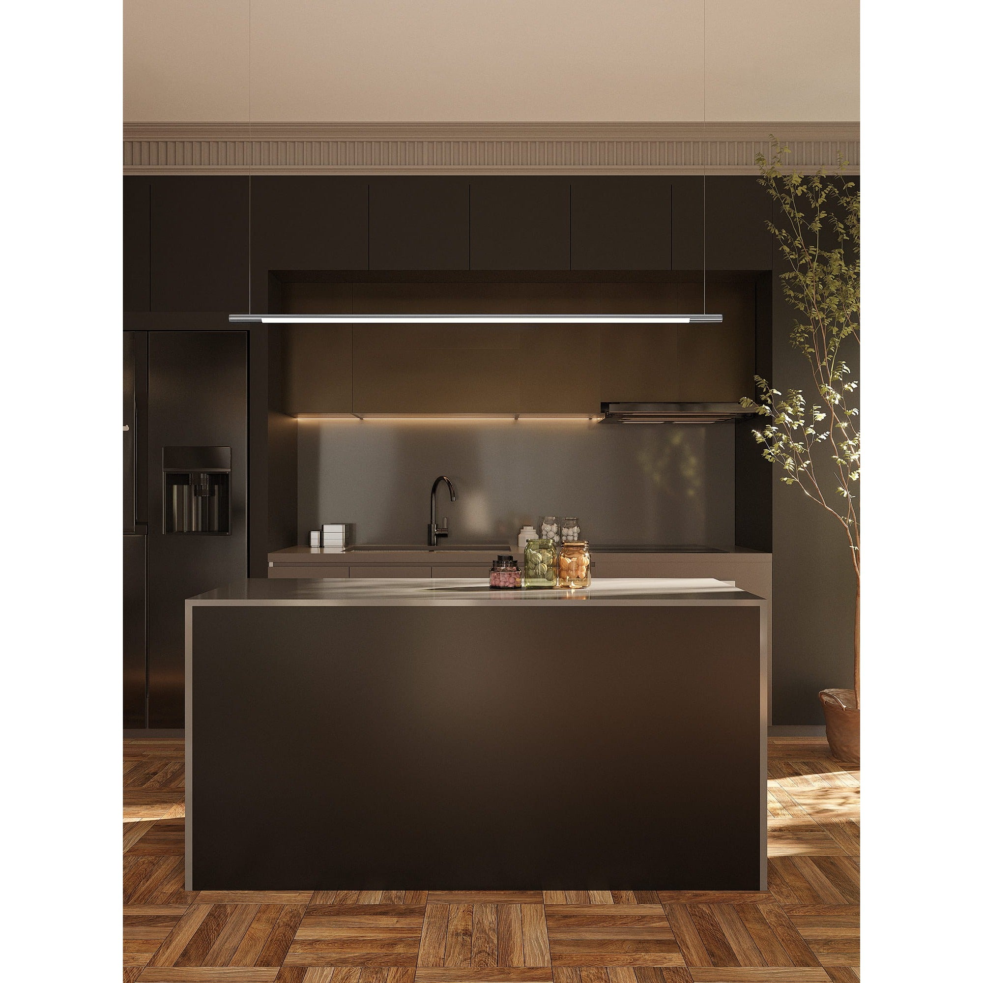 Maxlight Lampa wisząca Organic Horizon 150cm - Stal nierdzewna + akryl - Chrom P0359
