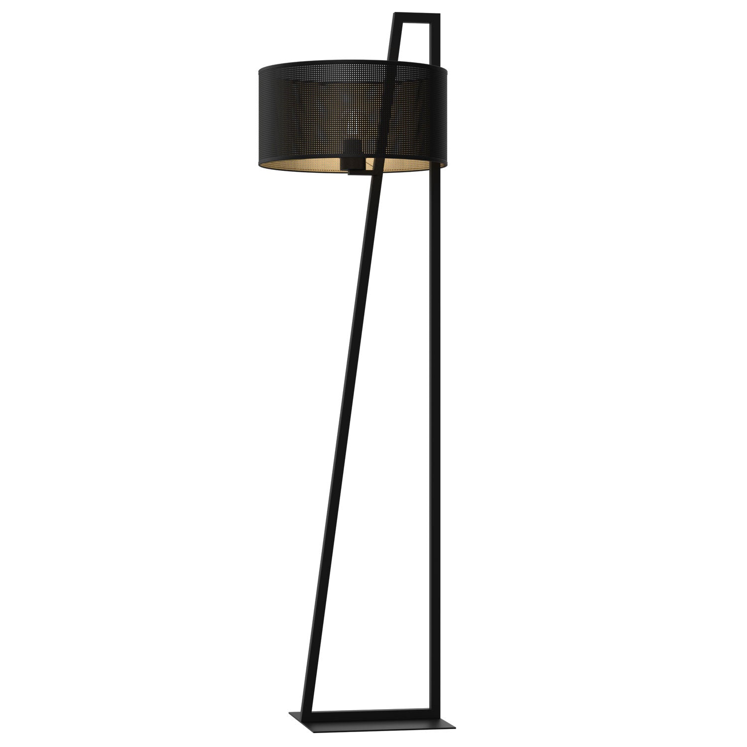 Lampa podł. Loft shade black, cylinder shade dia 400 h 200 black/gold 1xE27