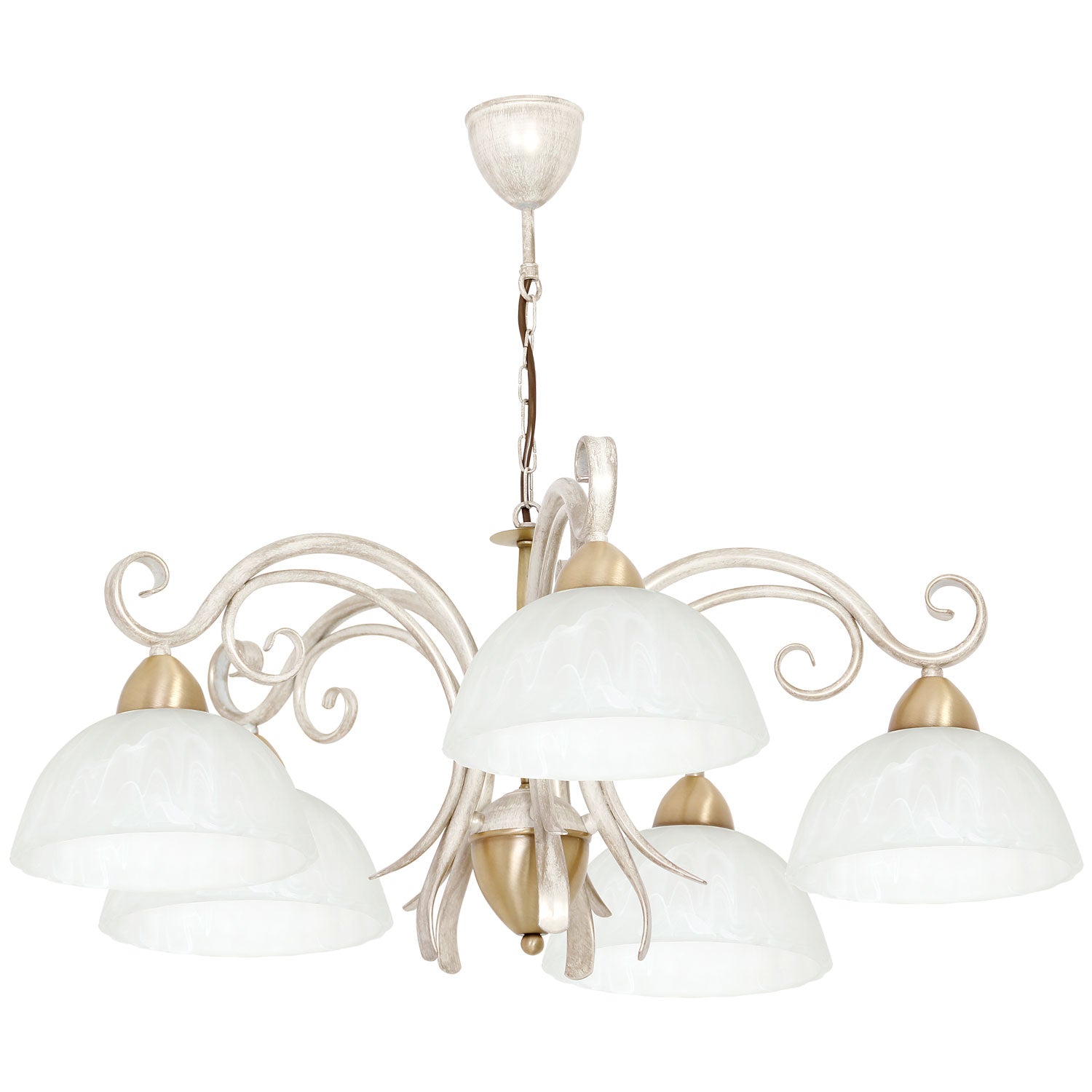 żyrandol Aurora white/brass 5xE27