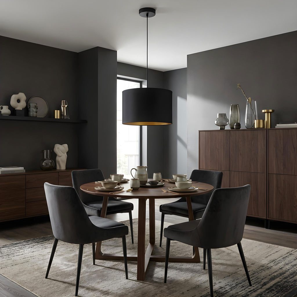żyrandol Arden black, cylinder shade dia 400, h 250 black/gold 1xE27