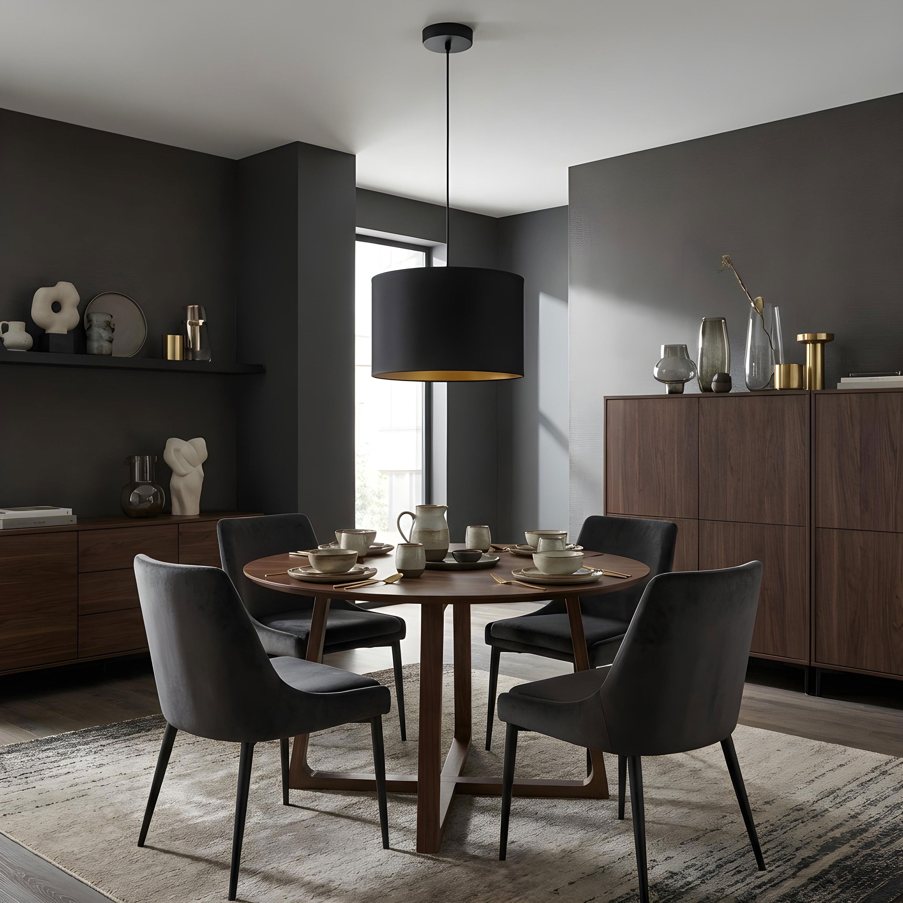 żyrandol Arden black, cylinder shade dia 400, h 250 black/gold 1xE27