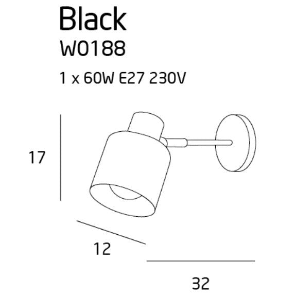Maxlight Kinkiet Black - Metal - Czarny W0188