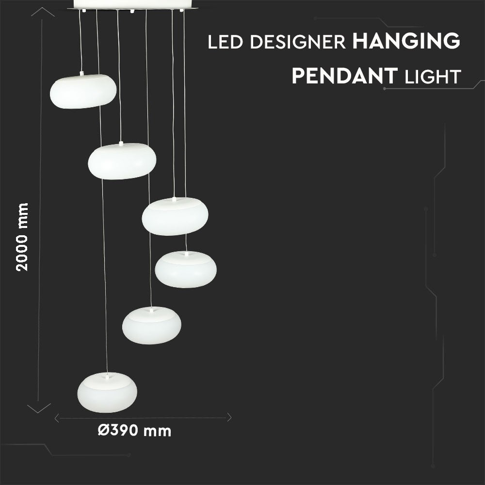 72W Lampa wisząca / Ściemnianie TRIAC / Barwa:3000K / Biały