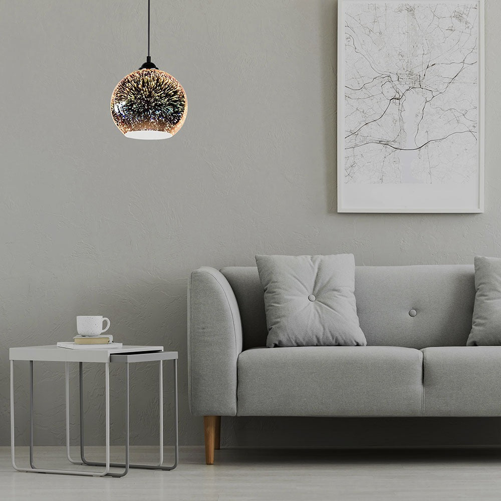 Lampa wisząca / Kula / Szkło 3D / średnica 15 cm