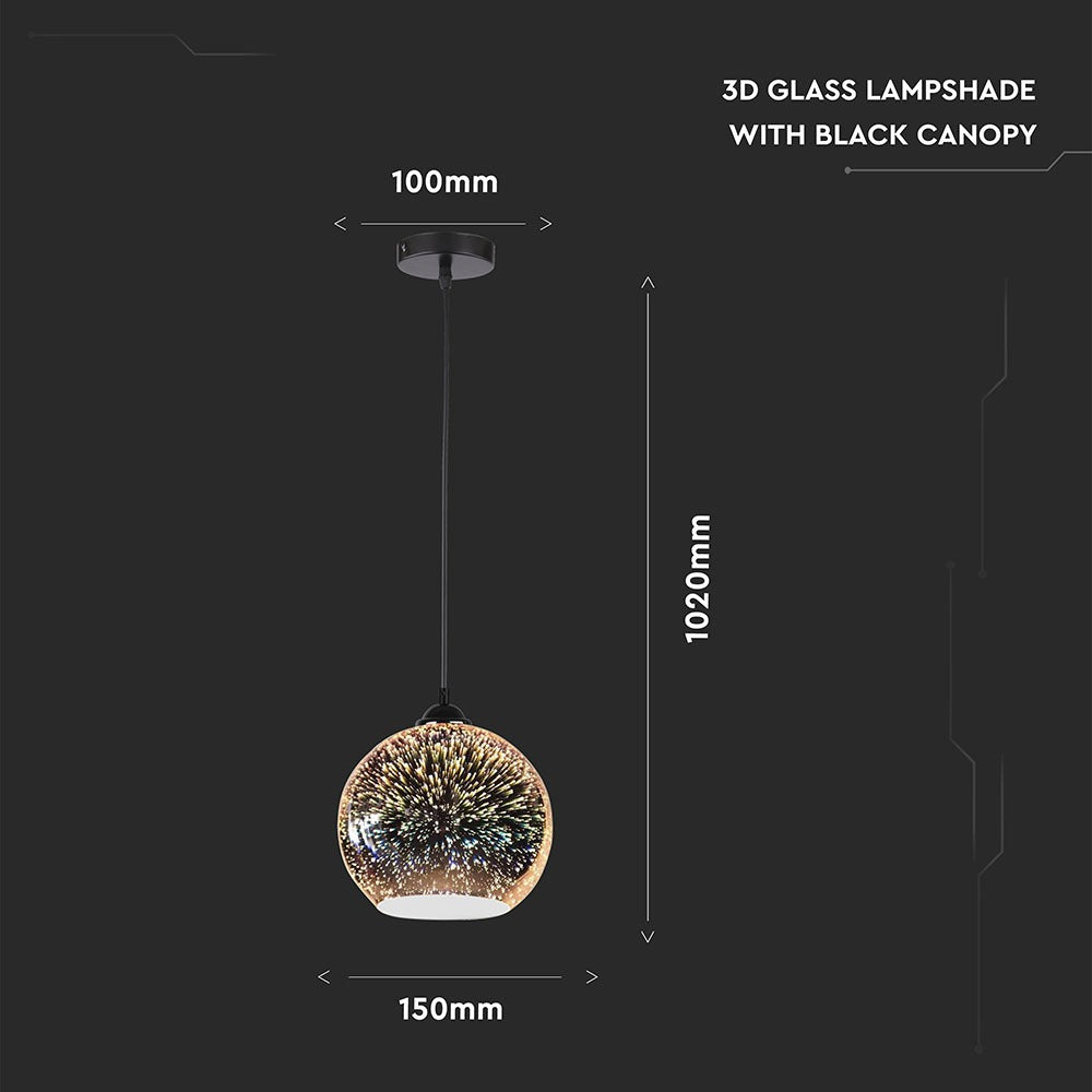 Lampa wisząca / Kula / Szkło 3D / średnica 15 cm