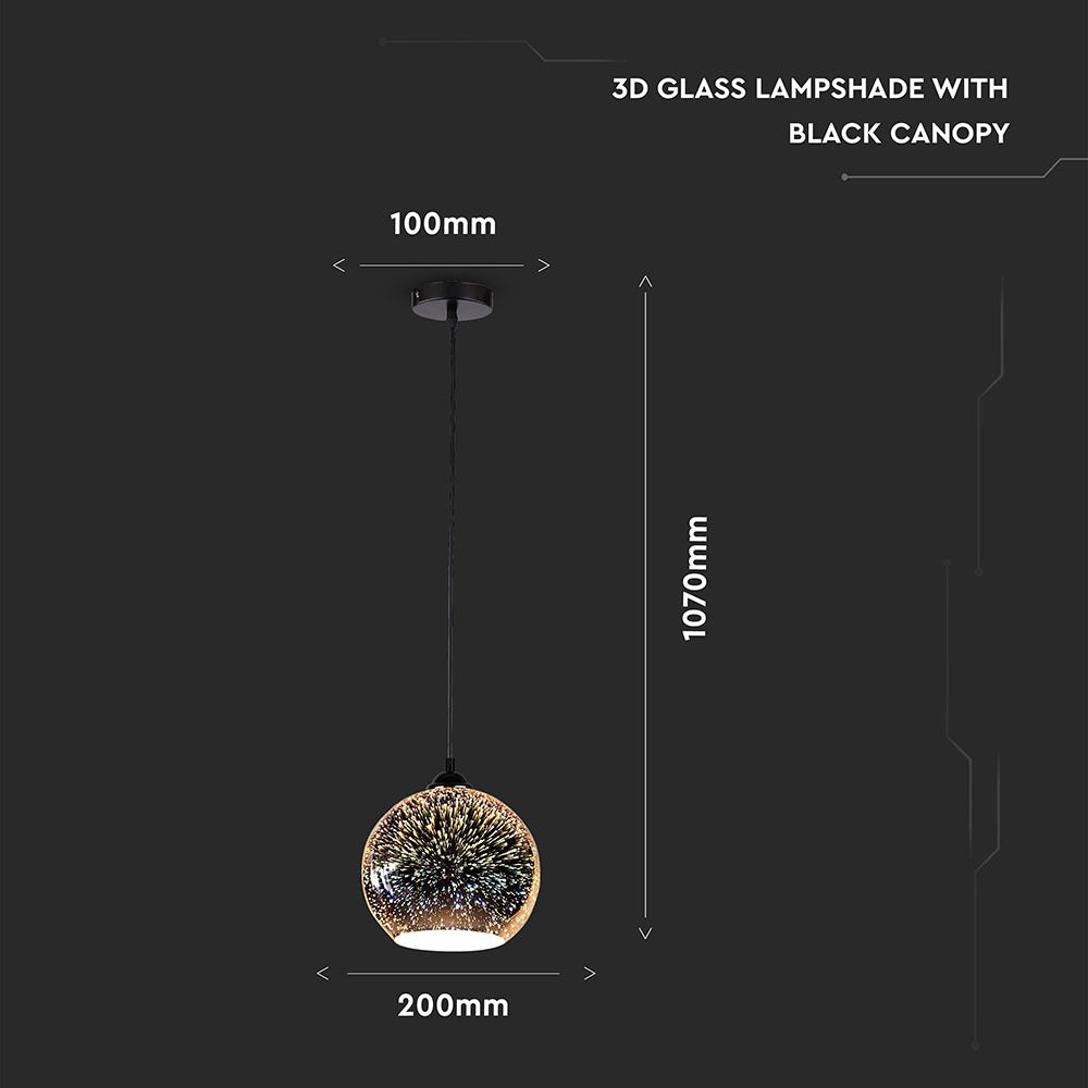Lampa wisząca / Kula / Szkło 3D / Średnica: 200