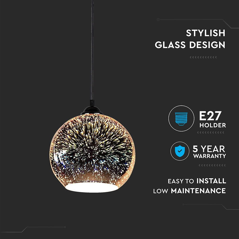 Lampa wisząca / Kula / Szkło 3D / Średnica: 200