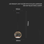Lampa wisząca / Kula / Szkło 3D / Średnica: 250