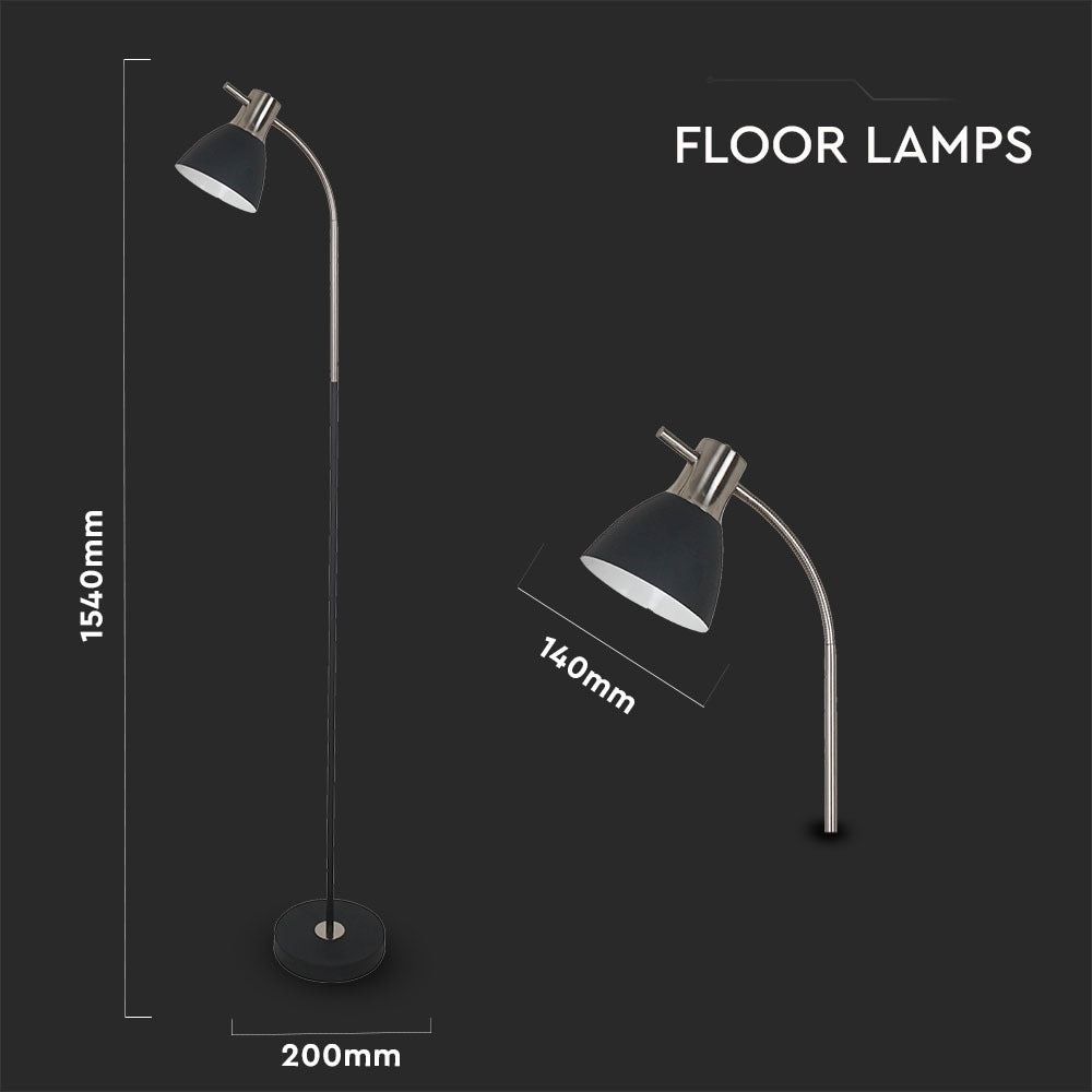 Lampa podłogowa / Trzonek: E27 / Czarny + Chrom