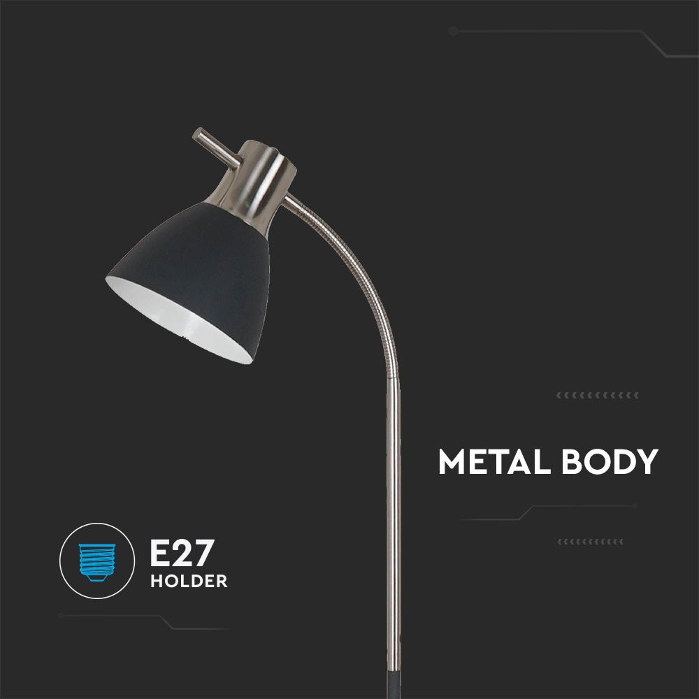 Lampa podłogowa / Trzonek: E27 / Czarny + Chrom