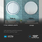 25W Lustro z podświetleniem LED z wyłącznikiem / Barwa: 6400K / Wymiary: Ø600 x 35