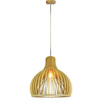 Lampa wisząca / Klosz drewno z chromowanymi dekoracjami / Średnica: 450