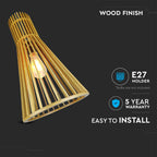 Lampa wisząca / Klosz drewno z chromowanymi dekoracjami / Średnica: 450