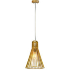 Lampa wisząca / Klosz drewno z chromowanymi dekoracjami / Średnica: 450