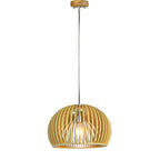 Lampa wisząca / Klosz drewno z chromowanymi dekoracjami / Średnica: 200