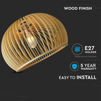 Lampa wisząca / Klosz drewno z chromowanymi dekoracjami / Średnica: 450