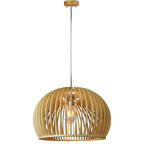 Lampa wisząca / Klosz drewno z chromowanymi dekoracjami / Średnica: 450